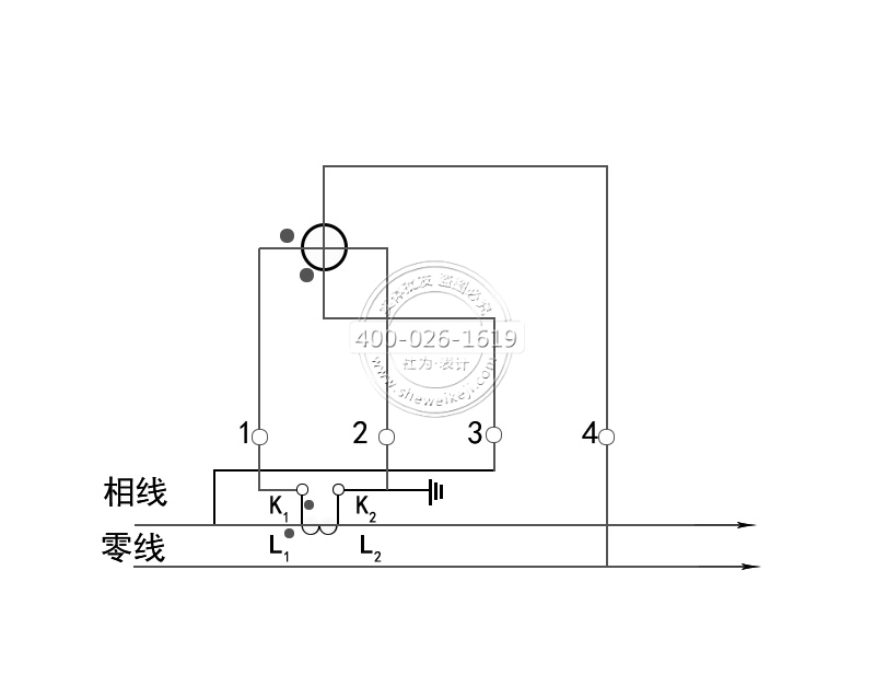 單相電子式電表經(jīng)電流互感器單進(jìn)單出接線圖